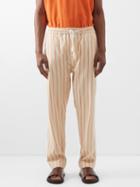 Marrakshi Life - Striped Drawstring-waist Cotton Trousers - Mens - Orange Multi