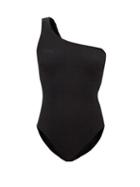 Hunza G - Nancy One-shoulder Crinkle-jersey Swimsuit - Womens - Black