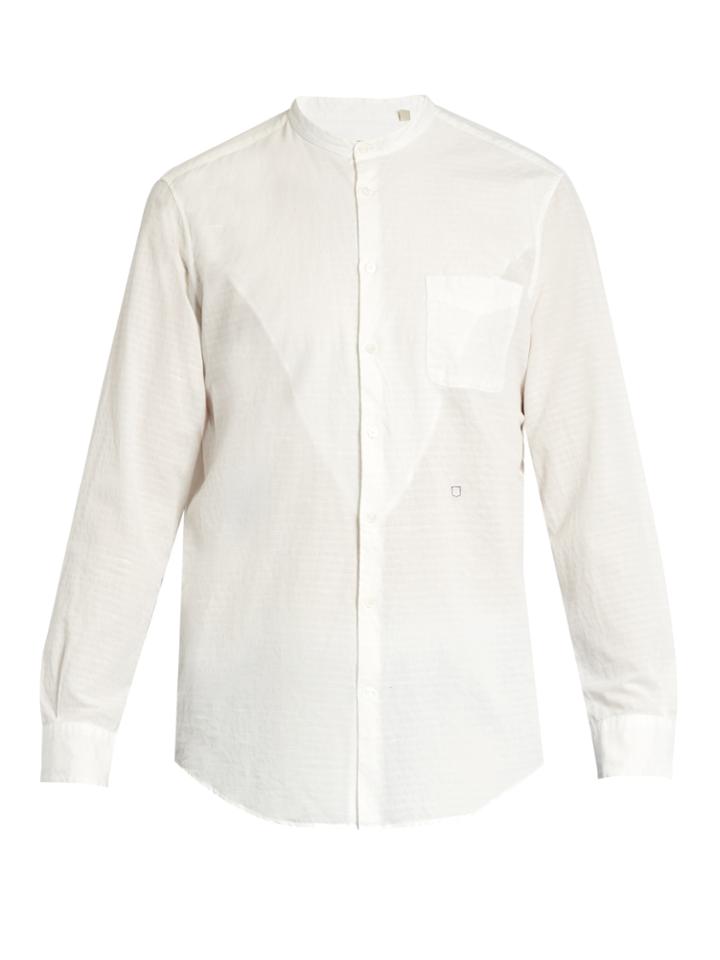 Massimo Alba Noto Granddad-collar Cotton-blend Shirt