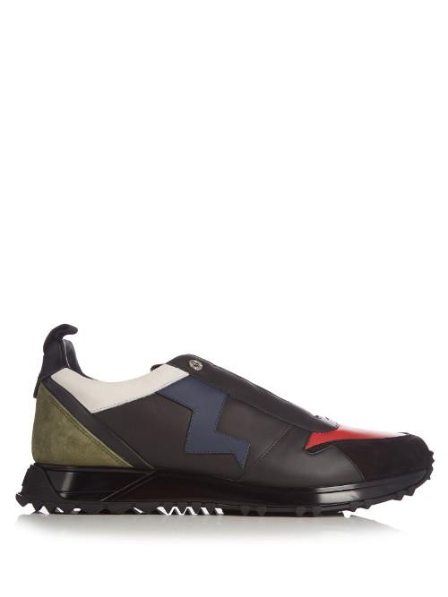 Fendi Lightning-bolt Appliqu Leather Trainers