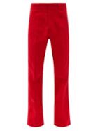 Matchesfashion.com Raf Simons - Grain De Poudre Cotton Flared-leg Trousers - Mens - Red
