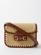 Gucci - 1955 Horsebit Faux Raffia And Leather Shoulder Bag - Womens - Brown Beige