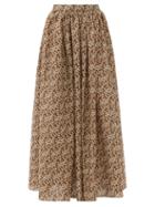 Matchesfashion.com Matteau - Gathered Floral-print Cotton Maxi Skirt - Womens - Brown Print