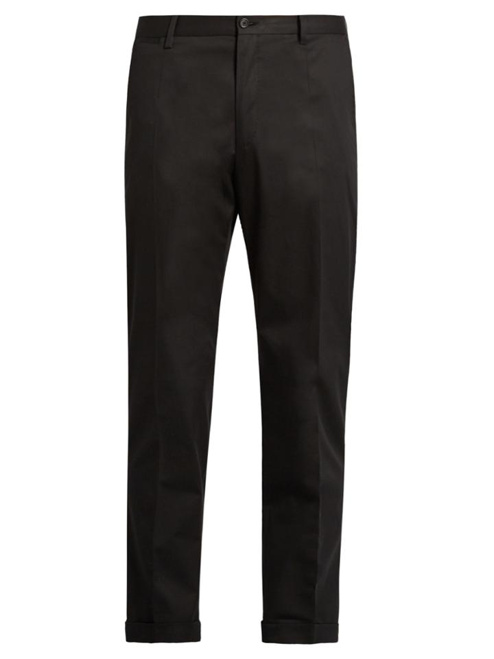 Dolce & Gabbana Contrast-piping Stretch-cotton Chino Trousers
