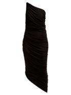 Matchesfashion.com Norma Kamali - Diana Asymmetric Ruched Midi Dress - Womens - Black