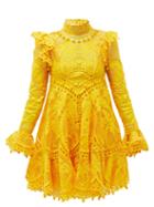 Matchesfashion.com Zimmermann - Brightside Palm-crochet Silk Mini Dress - Womens - Yellow