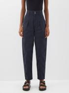 Isabel Marant Toile - Kiana Pleated Cotton-canvas Wide-leg Trousers - Womens - Navy