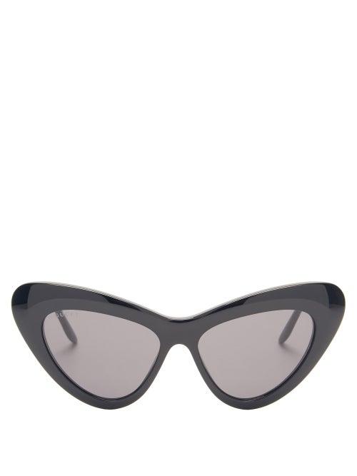 Matchesfashion.com Gucci - Gg-logo Cat-eye Acetate Sunglasses - Womens - Black