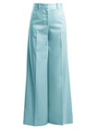 Matchesfashion.com Bella Freud - Bianca High Rise Wool Trousers - Womens - Light Blue