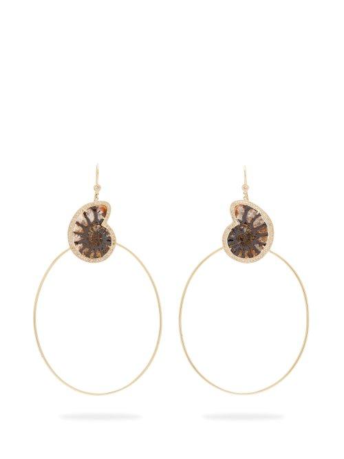 Matchesfashion.com Jacquie Aiche - Ammonite, Gold & Diamond Earrings - Womens - Blue