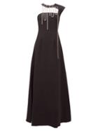 Matchesfashion.com Christopher Kane - Crystal Tassel Corseted Crepe Gown - Womens - Black