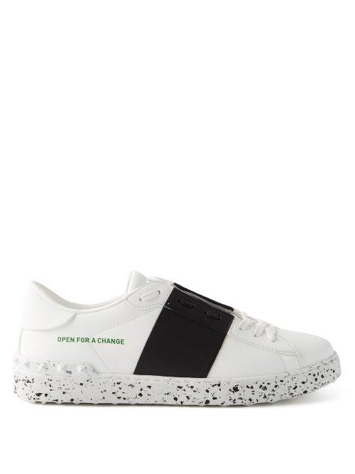 Valentino Garavani - Open For A Change Bio-leather Trainers - Mens - White Black