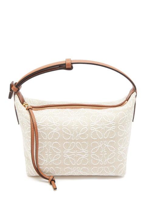 Loewe - Cubi Anagram-jacquard Canvas And Leather Bag - Womens - Cream