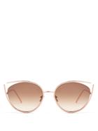 Linda Farrow Mirrored Cat-eye Sunglasses