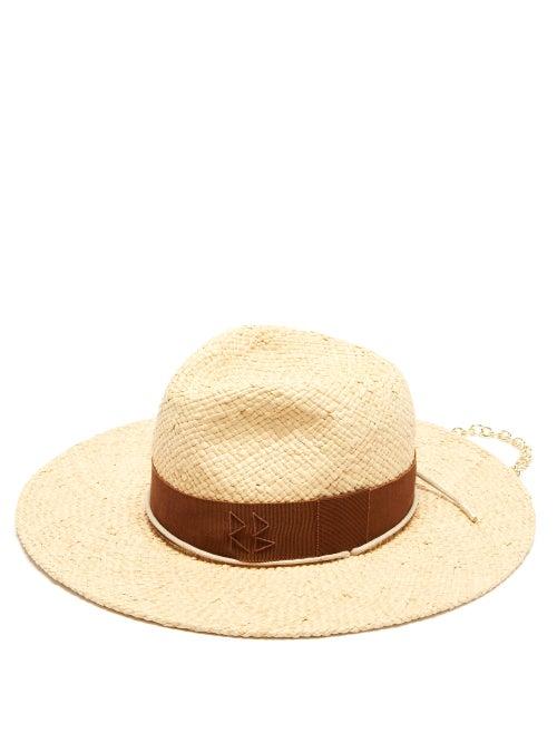 Matchesfashion.com Ruslan Baginskiy - Chain-strap Ribbon-trimmed Straw Hat - Womens - Beige