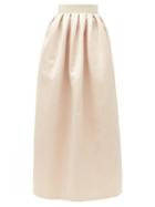 Matchesfashion.com Marta Ferri - Contrast-waistband Cloqu-satin Maxi Skirt - Womens - Light Pink
