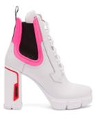 Matchesfashion.com Prada - Leather And Neoprene Ankle Boots - Womens - White Multi