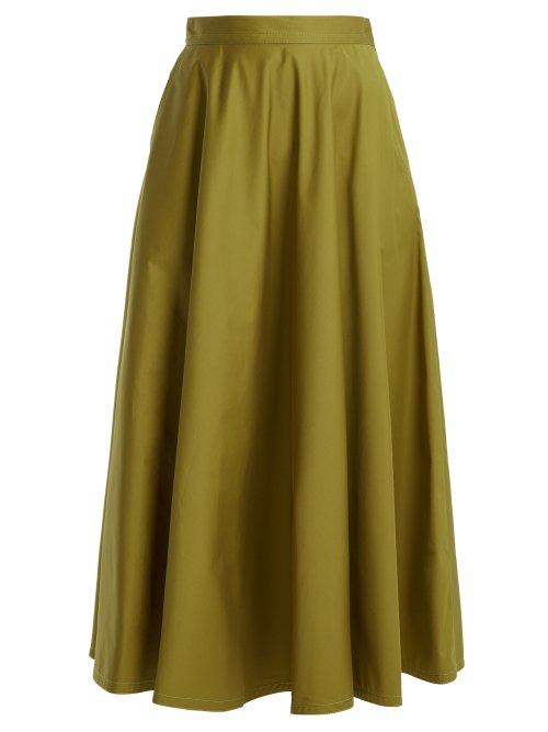 Matchesfashion.com Bottega Veneta - Flared Cotton Blend Skirt - Womens - Green