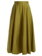 Matchesfashion.com Bottega Veneta - Flared Cotton Blend Skirt - Womens - Green