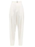 Matchesfashion.com Edward Crutchley - Pleated Belted Wool Trousers - Womens - Ivory