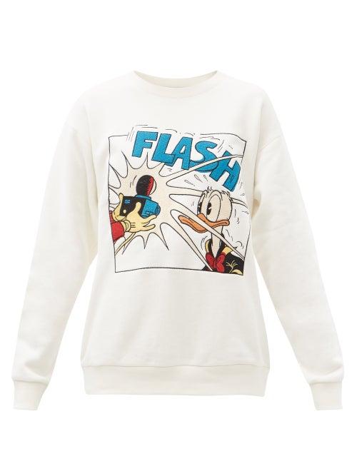 Matchesfashion.com Gucci - X Disney Donald Duck-print Cotton Sweatshirt - Womens - White