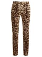 Dolce & Gabbana Skinny-leg Leopard-print Stretch-silk Trousers