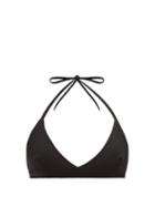 Matchesfashion.com Albus Lumen - Halterneck Triangle Piqu Bikini Top - Womens - Black