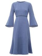 Matchesfashion.com Cefinn - Flared Sleeve Slubbed Gauze Dress - Womens - Light Blue