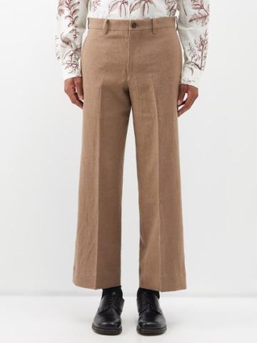 Sasquatchfabrix. - Cropped Linen-blend Flared Trousers - Mens - Beige