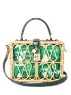 Dolce & Gabbana Dolce Box Banana Leaf-print Canvas And Wicker Bag