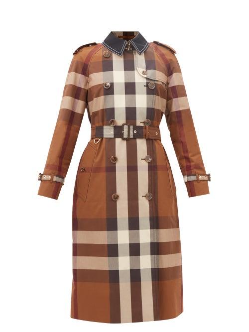 Burberry - Waterloo Check Cotton-gabardine Trench Coat - Womens - Beige