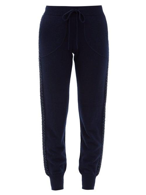 Matchesfashion.com Bella Freud - Sequinned Wool-blend Jersey Track Pants - Womens - Navy
