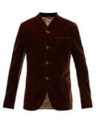 Giorgio Armani - Single-breasted Stand-collar Velvet Blazer - Mens - Brown