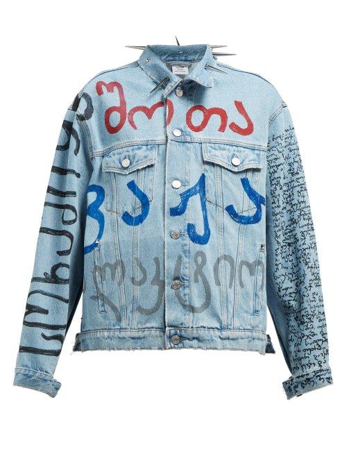 Matchesfashion.com Vetements - Spike Collar Denim Jacket - Womens - Denim