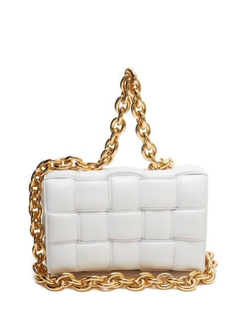 Matchesfashion.com Bottega Veneta - Padded Cassette Intrecciato Leather Bag - Womens - White