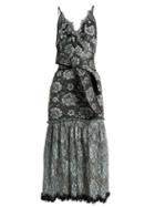 Matchesfashion.com Johanna Ortiz - Bead Embellished Lace Cotton Blend Faille Dress - Womens - Black Multi