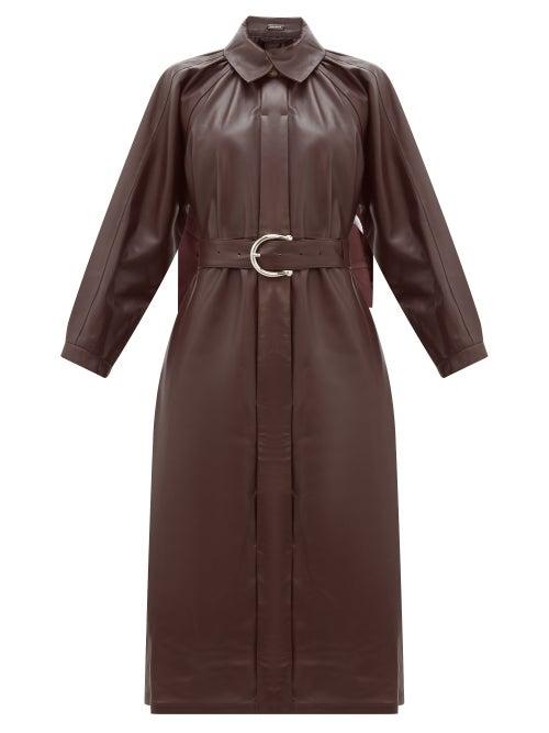 Matchesfashion.com Dodo Bar Or - Berry Belted Leather Dress - Womens - Dark Red