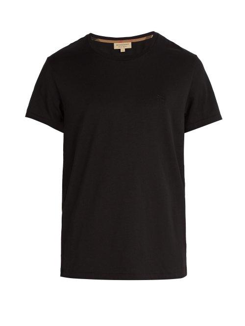 Matchesfashion.com Burberry - Logo Embroidered Cotton T Shirt - Mens - Black