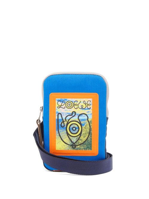 Matchesfashion.com Eye/loewe/nature - Logo-jacquard Canvas Crossbody Bag - Mens - Blue