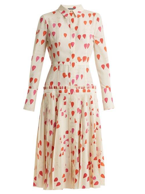 Matchesfashion.com Alexander Mcqueen - Heart Print Button Down Dress - Womens - Ivory Multi