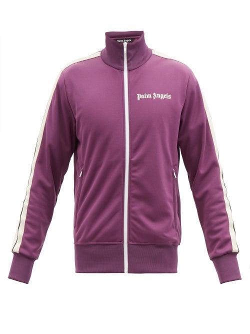 Palm Angels - Logo-print Stripe Jersey Track Jacket - Mens - Purple