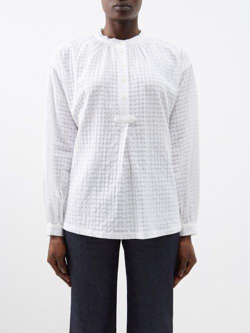 A.p.c. - Flora Half-button Cotton Blouse - Womens - Off White