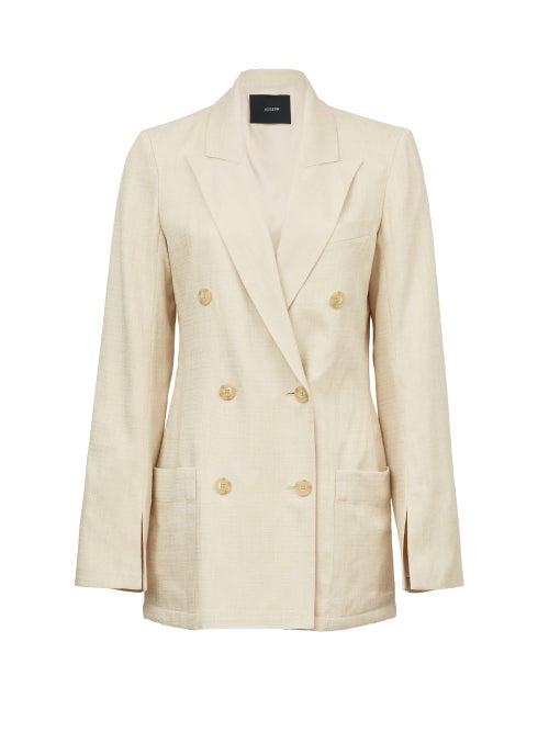 Matchesfashion.com Joseph - Jean Double-breasted Shantung-linen Jacket - Womens - Beige