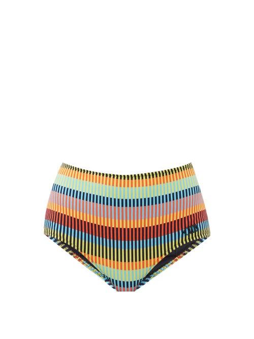 Matchesfashion.com Solid & Striped - The Ginger Striped High-rise Bikini Briefs - Womens - Multi