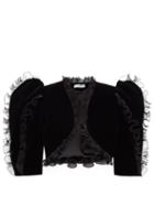 Matchesfashion.com Givenchy - Pliss Ruffled Velvet Bolero Jacket - Womens - Black