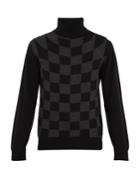 Connolly Roll-neck Graphic-check Cashmere Sweater