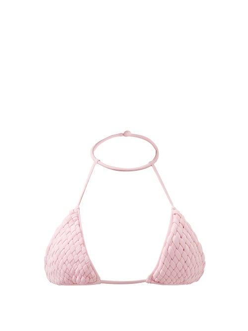Isa Boulder - Weavestring Woven Triangle Bikini Top - Womens - Light Pink