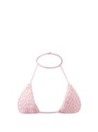 Isa Boulder - Weavestring Woven Triangle Bikini Top - Womens - Light Pink