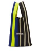 Lastframe - Contrast Stripe Small Ribbed-knit Tote Bag - Womens - Black Yellow