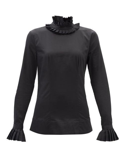 Duncan - Toni Pleated Cotton-poplin Top - Womens - Black
